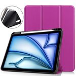 Per iPad Air 11 2024 Custer TPU Pure Color 3-Fold Holder Custodia per tablet in pelle intelligente (Viola)