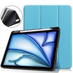 Per iPad Air 11 2024 Custer TPU Pure Color 3-Fold Holder Custodia per tablet in pelle intelligente (Azzurro cielo)