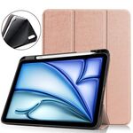 Per iPad Air 11 2024 Custer TPU Pure Color 3-Fold Holder Custodia per tablet in pelle intelligente (oro rosa)