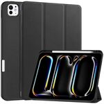 Per iPad Pro 11 2024 Custer TPU Pure Color Custodia per tablet in pelle intelligente con supporto a 3 pieghe con vassoio portapenne (Nero)