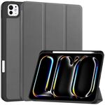 Per iPad Pro 11 2024 Custer TPU Pure Color 3-Fold Holder Custodia tablet in pelle intelligente con portapenne (grigio)