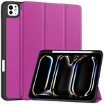 Per iPad Pro 11 2024 Custer TPU Pure Color 3-Fold Holder Custodia tablet in pelle intelligente con portapenne (viola)