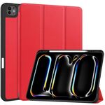 Per iPad Pro 13 2024 Custer TPU Pure Color 3-Fold Holder Custodia tablet in pelle intelligente con vassoio portapenne(Rosso)