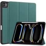 Per iPad Pro 13 2024 Custer TPU Pure Color 3-Fold Holder Custodia tablet in pelle intelligente con portapenne (verde scuro)