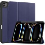 Per iPad Pro 13 2024 Custer TPU Pure Color 3-Fold Holder Custodia tablet in pelle intelligente con portapenne (blu scuro)