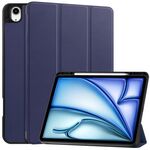 Per iPad Air 13 2024 Custer TPU Pure Color 3-Fold Holder Custodia tablet in pelle intelligente con portapenne (blu scuro)