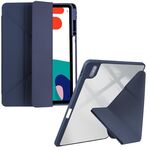 Per Huawei MatePad 10.4 Custodia per tablet in pelle con deformazione acrilica trasparente (blu scuro)