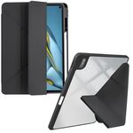 Per Huawei MatePad 10.8 Custodia per tablet in pelle con deformazione acrilica trasparente (nera)