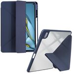 Per Huawei MatePad 10.8 Custodia per tablet in pelle con deformazione acrilica trasparente (blu scuro)