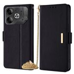 Per Tecno Pova 6 5G Custodia per telefono in pelle con catena a tracolla (nera)