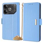 Per Tecno Pova 6 5G Custodia per telefono in pelle con catena a tracolla (blu)