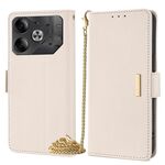 Per Tecno Pova 6 5G Custodia per telefono in pelle con catena a tracolla (bianca)