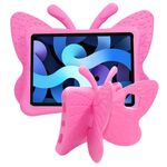 Custodia per tablet antiurto EVA per bambini con staffa a farfalla per iPad Air 11 2024 (rosa rosso)