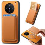 Custodia per telefono con cover posteriore in PU per vivo X100 Pro 5G Retro Magsafe Card(Giallo)