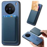 Custodia per telefono con cover posteriore in PU per vivo X100 Pro 5G Retro Magsafe Card (blu)