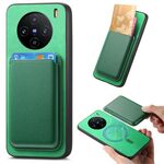 Custodia per telefono con cover posteriore in PU per vivo X100 Pro 5G Retro Magsafe Card (verde)