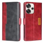 Per Xiaomi Redmi Turbo 3 5G Custodia per telefono in pelle con fibbia laterale in colore a contrasto (rosso + nero)