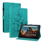 Custodia per tablet in pelle goffrata Lily per Amazon Fire HD10 2023 (verde)