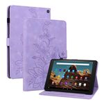 Custodia per tablet in pelle goffrata Lily per Amazon Fire HD10 2023 (viola)