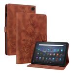 Custodia per tablet in pelle goffrata Giglio per Amazon Fire Max 11 (marrone)