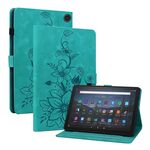 Custodia per tablet in pelle goffrata Giglio per Amazon Fire Max 11 (verde)