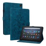Custodia per tablet in pelle goffrata Giglio per Amazon Fire Max 11 (blu scuro)