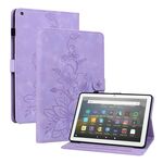 Custodia per tablet in pelle goffrata Lily per Amazon Fire HD8 2015-2018 (viola)
