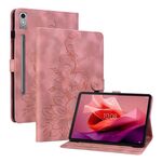 Custodia per tablet in pelle goffrata Giglio per Lenovo Tab P12 12.7 (rosa)