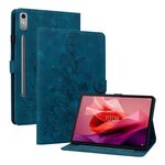 Custodia per tablet in pelle goffrata giglio per Lenovo Tab P12 12.7 (blu scuro)
