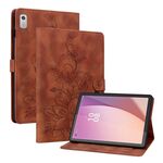 Custodia per tablet in pelle goffrata Giglio per Lenovo Tab M9 (marrone)