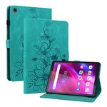 Custodia per tablet in pelle goffrata Giglio di terza generazione per Lenovo Tab M7 (verde)
