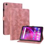 Custodia per tablet in pelle goffrata Giglio di terza generazione per Lenovo Tab M7 (rosa)