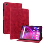 Custodia per tablet in pelle goffrata Giglio di terza generazione per Lenovo Tab M7 (rossa)