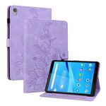 Custodia per tablet in pelle goffrata Giglio per Lenovo Tab M8 HD 8.0 (viola)