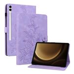 Custodia tablet in pelle goffrata giglio per Samsung Galaxy Tab S9+ / S9 FE+ (viola)