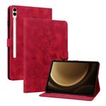 Custodia tablet in pelle goffrata giglio per Samsung Galaxy Tab S9+ / S9 FE+ (rossa)