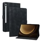 Custodia per tablet in pelle goffrata giglio per Samsung Galaxy Tab S9+ / S9 FE+ (nera)