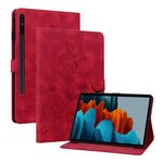 Custodia per tablet in pelle goffrata Giglio per Samsung Galaxy Tab S7 / S8 (rossa)