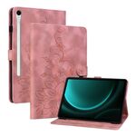 Custodia per tablet in pelle goffrata Giglio per Samsung Galaxy Tab S9 / S9 FE (rosa)