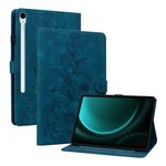 Custodia tablet in pelle goffrata giglio per Samsung Galaxy Tab S9 / S9 FE (blu scuro)