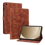 Custodia per tablet in pelle goffrata Giglio per Samsung Galaxy Tab A9+ (marrone)