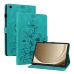 Custodia per tablet in pelle goffrata Giglio per Samsung Galaxy Tab A9+ (verde)