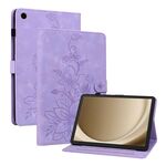 Custodia per tablet in pelle goffrata Giglio per Samsung Galaxy Tab A9+ (viola)