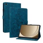 Custodia per tablet in pelle goffrata giglio per Samsung Galaxy Tab A9+ (blu scuro)