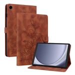 Custodia per tablet in pelle goffrata Giglio per Samsung Galaxy Tab A9 (marrone)