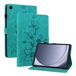 Custodia per tablet in pelle goffrata Giglio per Samsung Galaxy Tab A9 (verde)