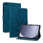 Custodia per tablet in pelle goffrata Giglio per Samsung Galaxy Tab A9 (blu scuro)