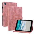 Custodia per tablet in pelle goffrata Giglio per Nokia T21 (rosa)