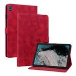 Custodia per tablet in pelle goffrata giglio per Nokia T20 10.4 2021 (rossa)
