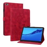 Custodia per tablet in pelle goffrata giglio per Huawei MediaPad M5 Lite 10 / C5 10.1 (rosso)